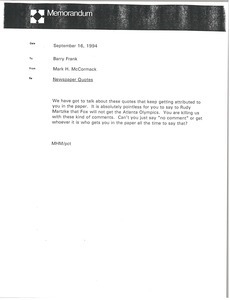 Memorandum from Mark H. McCormack to Barry Frank