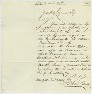 Letter from Peter B. Amory to Joseph Lyman