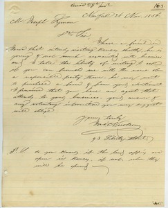 Letter from George Niolson to Joseph Lyman