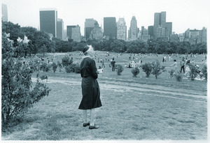 Woman overlooking Sheep Meadow in Central Park