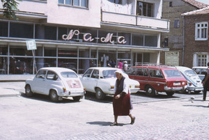 Woman in parking lot