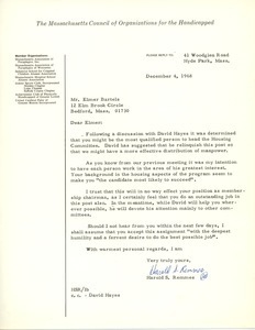 Letter from Harold S. Remmes to Elmer C. Bartels