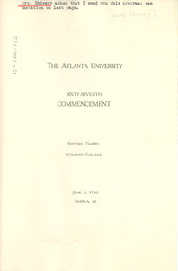 Program of Atlanta University sixty-seventh commencement exercises