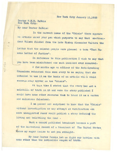 Letter from Mrs. Alexander Walters to W. E. B. Du Bois