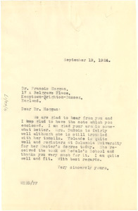 Letter from W. E. B. Du Bois to Frances Hoggan