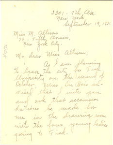 Letter from Helen A. Taylor to M. G. Allison