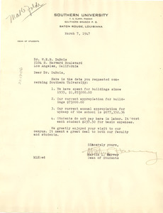 Letter from Southern University to W. E. B. Du Bois