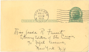 Letter from Ruth G. Smith to Jessie Redmon Fauset