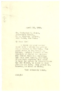 Letter from W. E. B. Du Bois to Frederick C. James