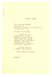 Letter from W. E. B. Du Bois to Langston Hughes