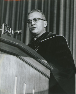 President John W. Lederle speaking at the Centennial Honors Day convocation