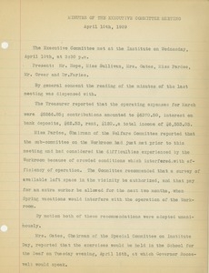 Minutes of the Executive Committee meeting of the Institute for the Crippled and Disabled