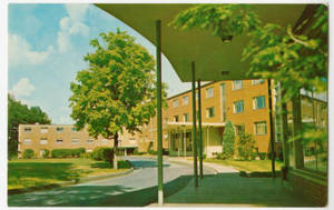 A postcard showing Abbey-Appleton and Lakeside Halls