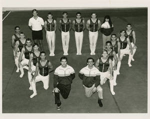 1992-1993 Springfield College men's gymnastics team group portrait