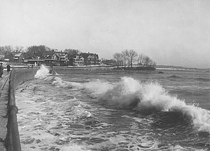 Surf breaking along Lynn Shore Drive