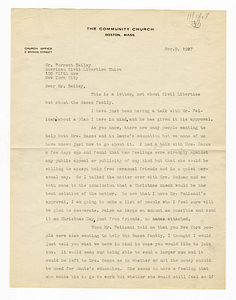 Correspondence between Forrest Bailey and Gertrude Laverack Winslow, November 1927