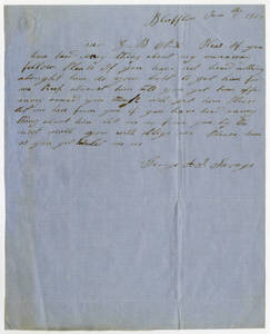 Letter by George A. Savage, Bluffton, to Ziba Oakes
