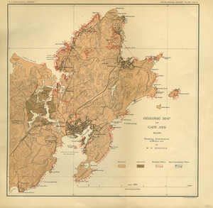 Geologic Map of Cape Ann, Mass.: Showing Distribution of Dikes, etc.