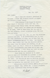 Letter from Robert Francis to Nonny Burack, December 19, 1967