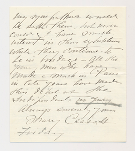 Ruth Burgess letter from Mary Cassatt
