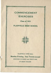 Plainville High School Graduation Booklet 1931