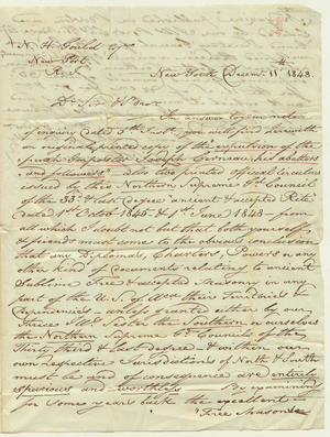 Letter from John James Joseph Gourgas to Nathan Hammatt Gould. 1848 December 11