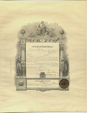 Master Mason certificate for Arthur A. Pearson