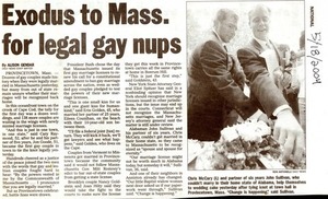 Exodus To Massachusetts For Legal Gay Nups