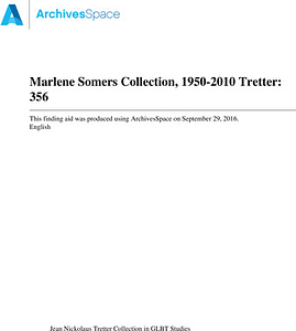 Marlene Somers Collection, 1950-2010
