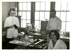 Suffolk University students in the laboratory