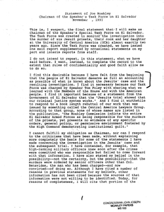 Statement by John Joseph Moakley regarding Jesuit murder investigation, November 1991