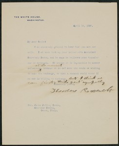 Letter, April 13, 1907, Theodore Roosevelt to James Jeffrey Roche