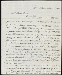 Letters from Albert Hopkins of Williams College to Justus Tower of Lanesboro, Massachusetts concerning a proposed railroad from Pittsfield through Lanesboro to Williamstown Massachusetts, June 5, 1851-March 10, 1852