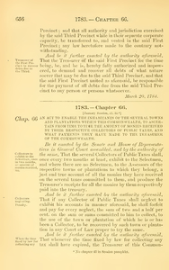 1783 Chap. 0066 An Act To Enable The Inhabitants Of The Several Towns And Plantations Within This Commonwealth, To Ascertain From Time To Time The Amount Of Monies Received By Their Respective Collectors Of Public Taxes, And What Payments They Have Made To The Treasurer Of The Commonwealth.