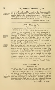 1800 Chap. 0017 An Act Providing For The Cession Of Clarke's Point In The Town Of New Bedford, To The United States.