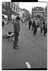 Old character with great face who walked the streets of Belfast. Royal Avenue, Belfast