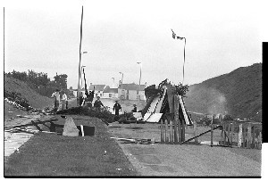 Rioting on anniversary of internment, at the Flying Horse Estate, Downpatrick. Scene of rioters blocking the road