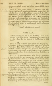 1807 Chap. 0065. An act authorizing the sale of the ministry Lands in the town of Livermore, in the County of Oxford, by which to raise a fund for the support of the ministry in said town.