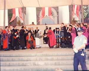 Monan, J. Donald at Harvard commencement receiving honorary degree with Mother Theresa