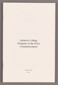Amherst College Commencement program, 2012 May 20