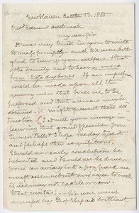 Benjamin Silliman letter to Edward Hitchcock, 1855 October 13