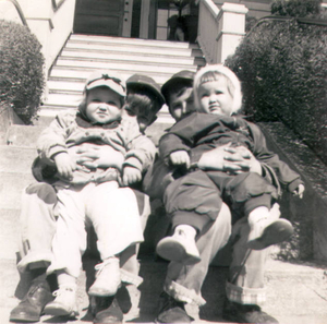 Cousins on our grandparents steps