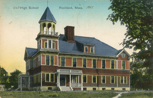Postcard of Old High School in Rockland, Massachusetts, circa 1907