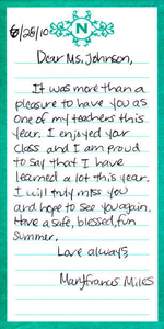 Letter from student