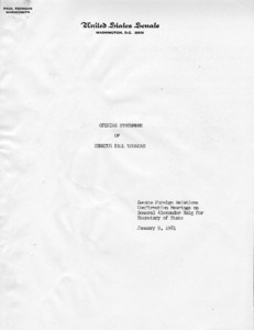 Opening Statement of Senator Paul Tsongas, Senate Foreign Relations Confirmation Hearings on General Alexander Haig for Secretary of State