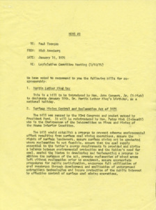 Legislative Committee Meeting (1/10/1975) Memo #3