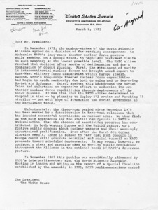 Letter to Mr. President from Joseph R. Biden, Jr. regarding NATO's long-range theater nuclear force posture