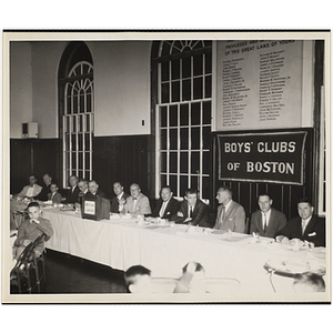 Officers and guests at the head table at a Boys' Clubs of Boston Awards Night