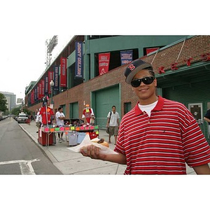 Danny Vazquez poses outside Fenway Park