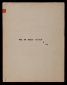 The New England Hurricane of 1938 manuscript